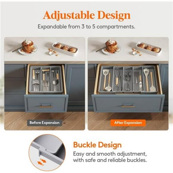 Utensil Organizer for Kitchen Drawers Expandable Cooking Utensil Tray Storage - Picture 4 of 7